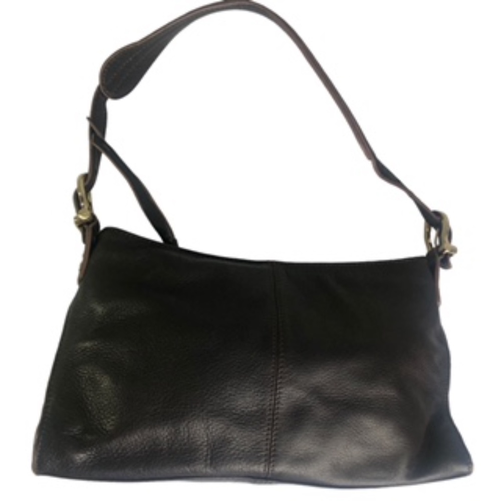 Liz Claiborne Leather Adjustable Strap Chocolate Brown Shoulder Handbag - Picture 2 of 10